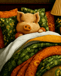 Pig Happily Tucked In