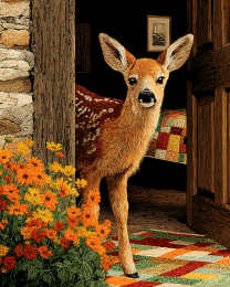 Curious Fawn in the Doorway