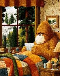 Bigfoot Reading in Bed