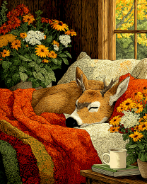 Comfortable Young Buck Deer