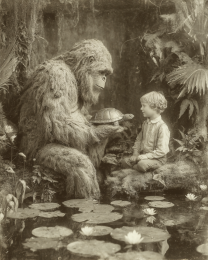 Admiring a Pet Turtle