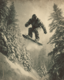 Catching Air on His Snowboard