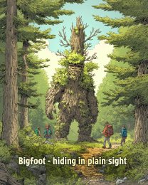 Bigfoot Hiding in Plain Sight Art Print