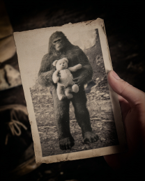 Bigfoot Humor - Bigfoot and His Teddy Bear Art Print