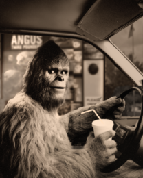 Bigfoot Humor - Bigfoot at Drive-thru Art Print