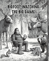 Bigfoot Watching the Big Game Art Print