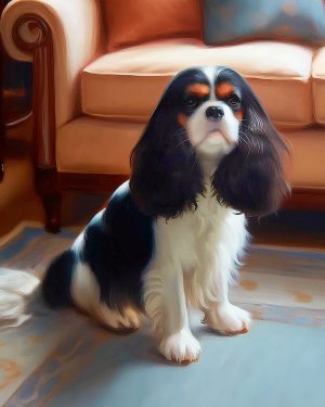 Bentley the Cavalier King Charles On Blue Rug