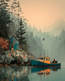 Lobster Boat Arriving Home