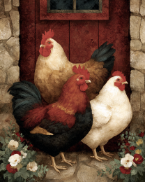Folk Art Chicken Trio