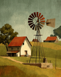 Folk Art Farmhouse with Windmill