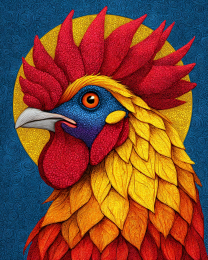 Pop-Art Sunrise Rooster