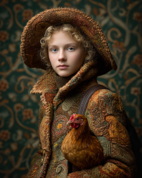 Sarah with Her Chicken
