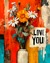 Pop-Art Flower Bouquet in Vase