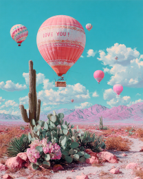 Pink Balloon Over Desert