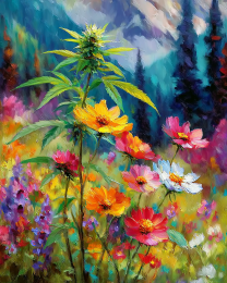 Pot Plant Among Rocky Mountain Wildflowers