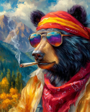 Cool Bear Smoking a Joint