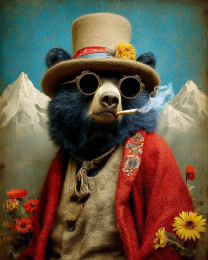 Hipster Bear Smoking a Joint