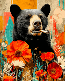 Pop-Art Bear Smoking a Joint