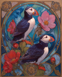 Plucky Art Nouveau Puffins - Plucky Puffins 1