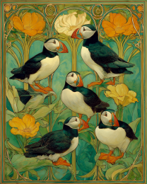 Plucky Art Nouveau Puffins - Plucky Puffins 11