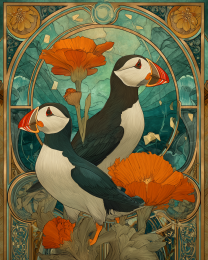 Plucky Art Nouveau Puffins - Plucky Puffins 12