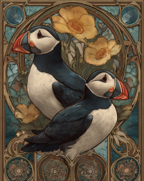 Plucky Art Nouveau Puffins - Plucky Puffins 14