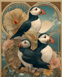 Plucky Art Nouveau Puffins - Plucky Puffins 15