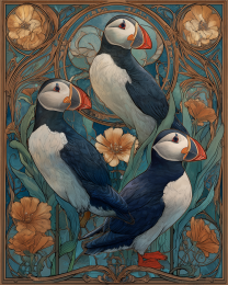 Plucky Art Nouveau Puffins - Plucky Puffins 16