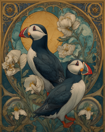 Plucky Art Nouveau Puffins - Plucky Puffins 17