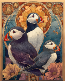 Plucky Art Nouveau Puffins - Plucky Puffins 18