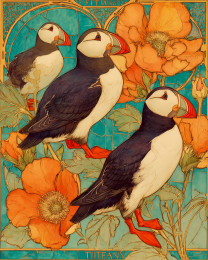 Plucky Art Nouveau Puffins - Plucky Puffins 4