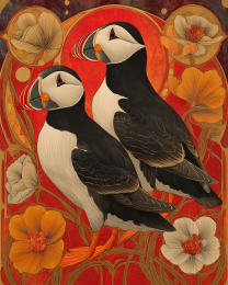 Plucky Art Nouveau Puffins - Plucky Puffins 5