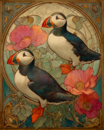 Plucky Art Nouveau Puffins - Plucky Puffins 7