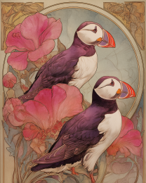 Plucky Art Nouveau Puffins - Plucky Puffins 8