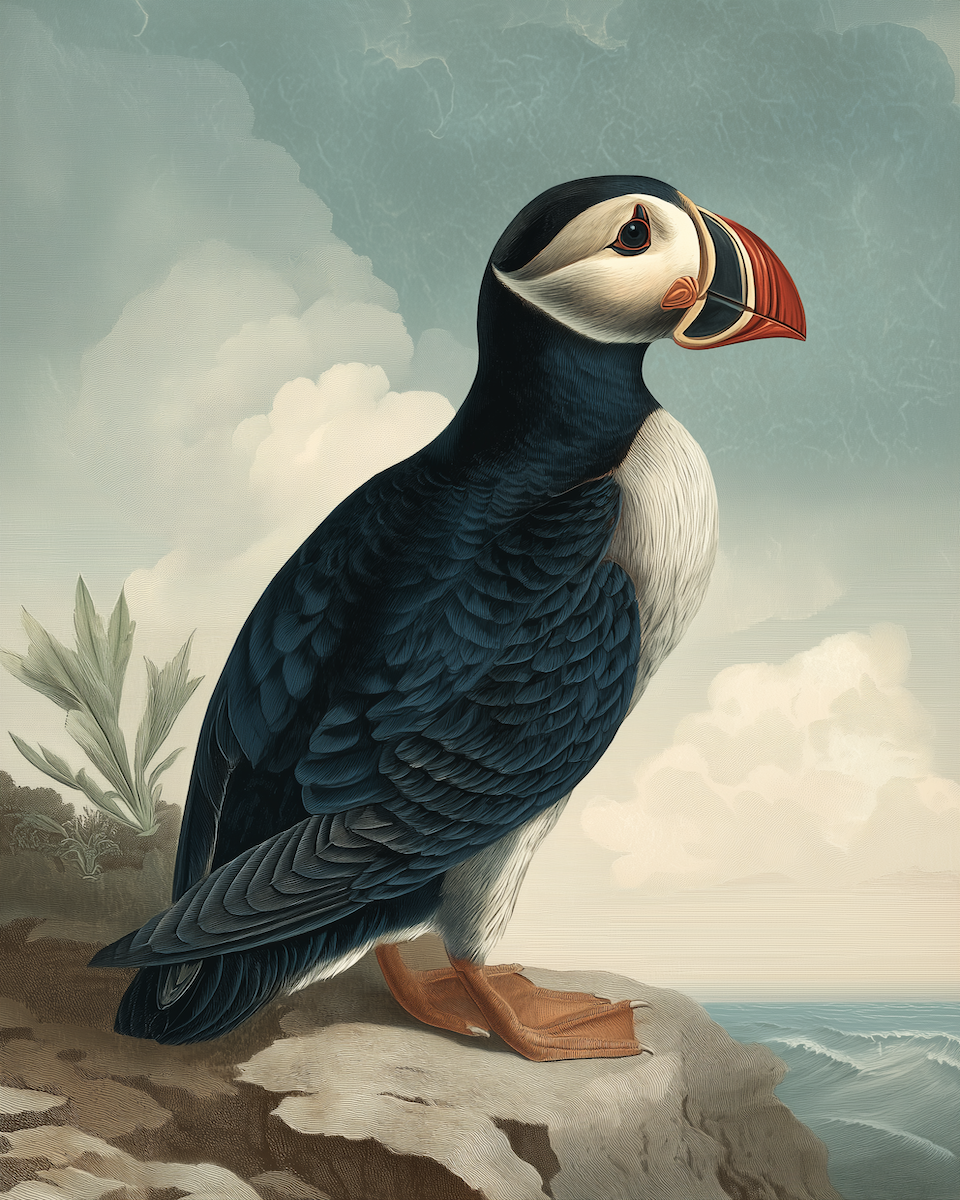 Plucky Puffin Sketch- Study in Watercolor Puffins 7