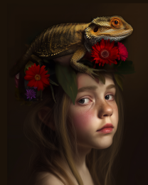 Portrait with Creepy Pet - My Bearded Dragon