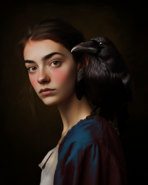 Portrait with Creepy Pet - My Pet Raven