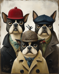 Rustic Style Dogs - Boston Terriers are on the Job