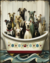 Rustic Style Dogs and Cats - Dog Bathtime for the Pack