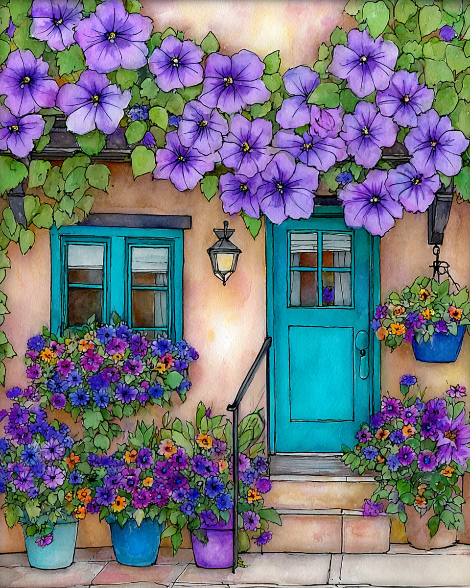 Adobe Covered in Morning Glories
