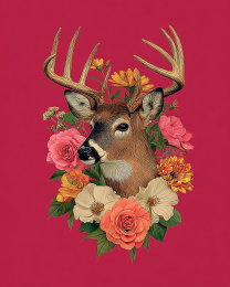 Buck Deer in Floral Wreath