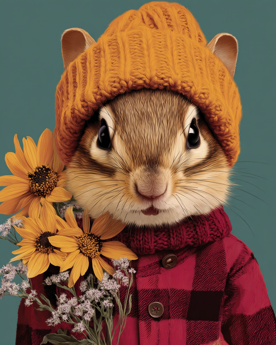 Chipmunk Brought Flowers