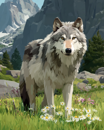 Wolf in Alpine Meadow