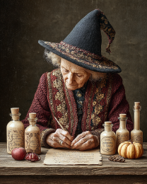 Penny Nettlehop Writing Down Her New Potion Recipe