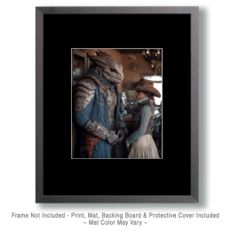 Cowgirl Asking Enceladus Extraterrestrial Soldier for Help Art