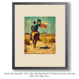 Cowboy Carrying Texas Flag Art