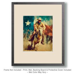 Cowboy with Texas Flag Background Art