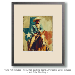 Cowboy with State of Texas Background Art