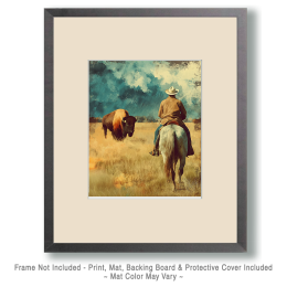 Cowboy Bison Standoff Art