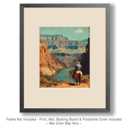 Cowboy Looking at the Colorado River in the Grand Canyon Art